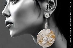 3D white Floral Cat Earrings Sublimation PNG Product Image 2