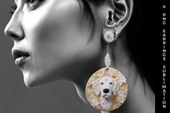 3D white Floral Saint Bernard Dog Earrings Sublimation PNG Product Image 2