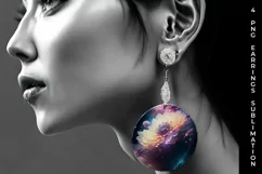 Galaxy Dahlias Flowers Earrings Sublimation PNG Product Image 2