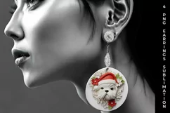 3D Christmas Shih Tzu Dog Earrings Sublimation PNG Product Image 2