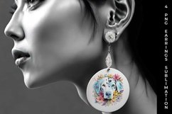 3D Floral Fantasy Dalmatian Earrings Sublimation PNG Product Image 2