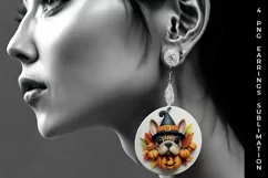 3D Halloween French Bulldog Dog Earrings Sublimation PNG Product Image 2