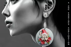 3D Christmas French Bulldog Dog Earrings Sublimation PNG Product Image 2