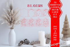 Santa 3D Layered SVG |8 Layer Laser Cut Christmas Design V1 Product Image 2