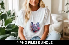 3D Floral Fantasy French Bulldog T-Shirt Sublimation PNG Product Image 2