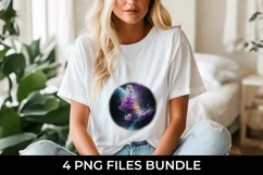 Galaxy Orchid Flowers T-shirt Sublimation PNG Product Image 2