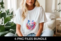 3D Floral Fantasy Husky T-Shirt Sublimation PNG Product Image 2