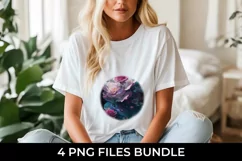 Galaxy Camellia Flowers T-shirt Sublimation PNG Product Image 2