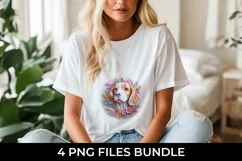 3D Floral Fantasy Beagle T-Shirt Sublimation PNG Product Image 2