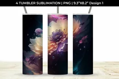 Galaxy Dahlias Flowers Tumbler Wrap 20 oz Sublimation PNG Product Image 2