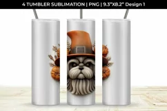 3D Halloween Shih Tzu Dog Tumbler Wrap 20 oz Sublimation PNG Product Image 2