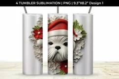 3D Christmas Shih Tzu Dog Tumbler Wrap 20 oz Sublimation PNG Product Image 2