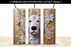 3D white Floral Saint Bernard Dog Tumbler Wrap 20 oz Product Image 2