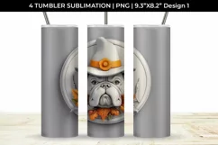 3D Halloween Bulldog Dog Tumbler Wrap 20 oz Sublimation PNG Product Image 2