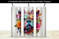 3d Floral Fantasy Bulldog Tumbler Wrap Sublimation PNG Product Image 2