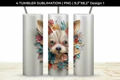 3d Floral Fantasy Chihuahua Tumbler Wrap Sublimation PNG Product Image 2