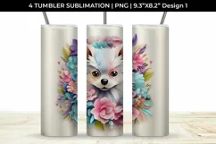 3d Floral Fantasy Pomeranian Tumbler Wrap Sublimation PNG Product Image 2