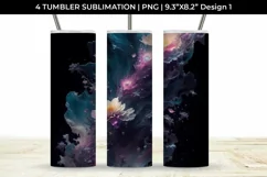 Galaxy Freezia Flowers Tumbler Wrap 20 oz Sublimation PNG Product Image 2