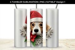 3D Christmas Beagle Dog Tumbler Wrap 20 oz Sublimation PNG Product Image 2
