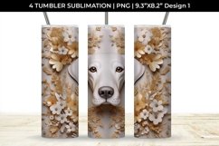 3D white Floral Beagle Dog Tumbler Wrap 20 oz Sublimation Product Image 2