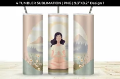 Blissful Serenity - Woman Meditating Tumbler Wrap PNG Product Image 2