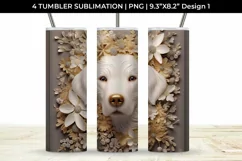 3D white Floral Golden Retriever Dog Tumbler Wrap 20 oz Product Image 2