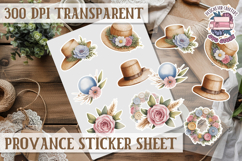 Cozy sticker sheet Flowers Scrapbook PNG Provence Product Image 1