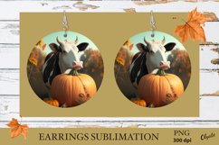 Cow Earrings Round Sublimation. Farmhouse Earrings PNG Product Image 1