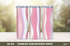 Abstract Pink Striped Tumbler Wrap PNG, 20 OZ Tumbler PNG Product Image 1