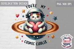 Valentine&#039;s Sublimation Design PNG Cute Space Astronauts Product Image 1