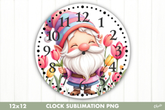 Spring Clock Sublimation. Garden Clock Design PNG Product Image 1