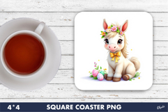 Easter Coaster Sublimation PNG, Cute Easter Horse PNG Product Image 1