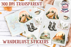 Travel sticker sheet Outdoor Scrapbook PNG Wanderlust Camp Product Image 1