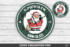 Christmas Clock Face Sublimation PNG. Santa Design PNG Product Image 1