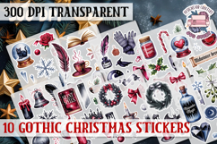 Gothic Christmas Watercolor Sticker Sheet Winter Scary PNG Product Image 1