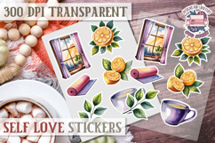 Self Love sticker sheet Scrapbook PNG Nature Watercolor Yoga Product Image 1