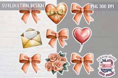 St Valentine’s Coquette Bow PNG Holidays Funny Watercolor Product Image 1