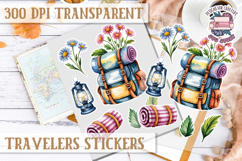 Travel sticker sheet Outdoor Scrapbook PNG Wanderlust Camp Product Image 1