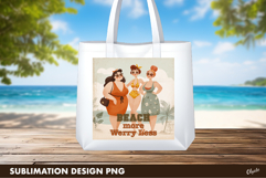 Retro Beach Girls Sublimation PNG, Pin Up Beach Design Product Image 1