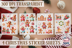Christmas Gingerbread mans Watercolor Sticker Sheet Winter Product Image 1
