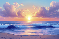Sunset Over the Ocean Background Wallpaper Product Image 1