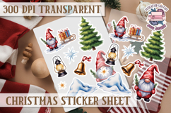 Christmas Watercolor Sticker Sheet Winter Cute Holiday PNG Product Image 1