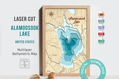 Lake Alamoosook, Laser Wood map SVG Product Image 1