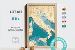Italy 3d Map - Wood Multilayer Laser Cut files Product Image 1