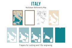 Italy 3d Map - Wood Multilayer Laser Cut files Product Image 3