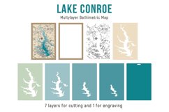 Lake Conroe Wood Map 3d map Svg file for lasers Product Image 3