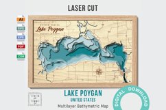 Lake Poygan Cutting Files. 3D Laser Cut Map, Wooden art Product Image 1