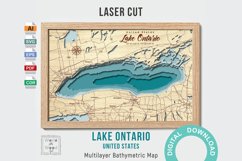 3D Laser Cut Map of Lake Ontario Map Product Image 1