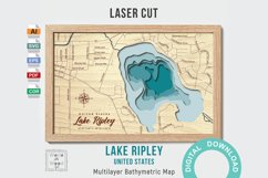 Lake Ripley Map SVG, Wisconsin Bathymetry Map, Laser Files Product Image 1