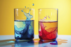 Colorful Ink Swirling Glasses of Water Background Wallpaper Product Image 1